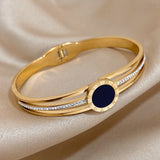 Roman Numerals Stainless Steel Bracelet 18K Plated Cuff Bangle