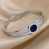 Roman Numerals Stainless Steel Bracelet 18K Plated Cuff Bangle