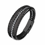 Stainless Steel Magnetic Stone Leather Man Bracelet
