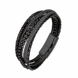Stainless Steel Magnetic Stone Leather Man Bracelet