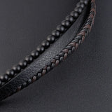 Men's Charm Rope Steel Stone Leather Bracelet