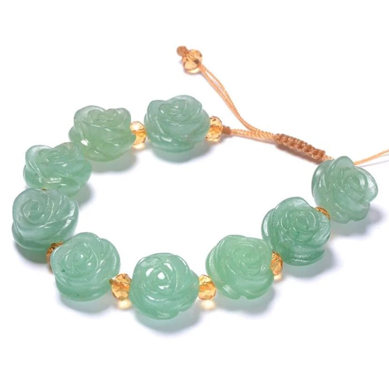 Green Rose Jade Bracelet Natural Stone Bangle Charm Jewlery