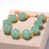 Green Rose Jade Bracelet Natural Stone Bangle Charm Jewlery