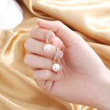 S925 Sterling Silver French Pearl Zircon Earrings Women Gift Jewelry