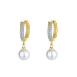 S925 Sterling Silver French Pearl Zircon Earrings Women Gift Jewelry