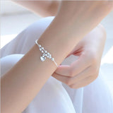 Silver 925 Girls Anklets Heart Ball Bracelet Double Layer Lady Birthday