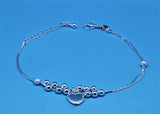 Silver 925 Girls Anklets Heart Ball Bracelet Double Layer Lady Birthday