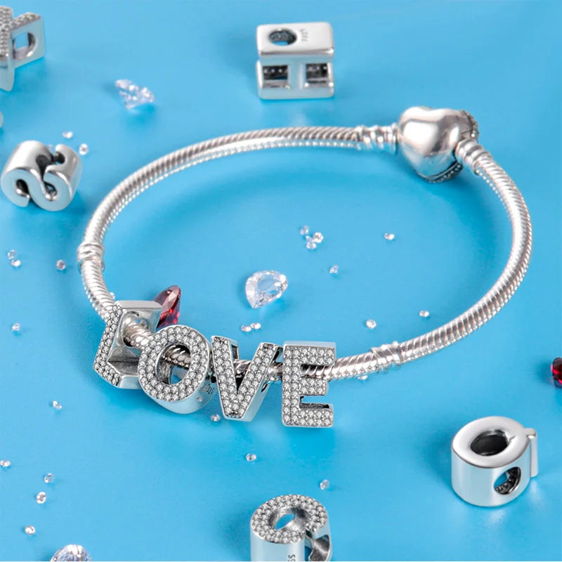 Silver Alphabet Letter Beads Charms for Bracelet
