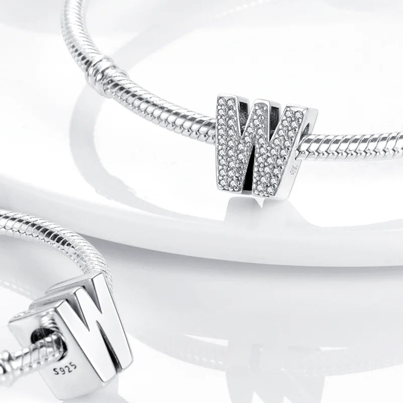 Silver Alphabet Letter Beads Charms for Bracelet