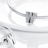 Silver Alphabet Letter Beads Charms for Bracelet