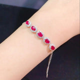 Charm Silver Bracelets with Synthetic Emerald Stone for Women