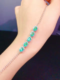 Charm Silver Bracelets with Synthetic Emerald Stone for Women