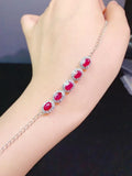 Charm Silver Bracelets with Synthetic Emerald Stone for Women