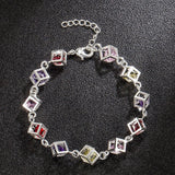 Silver Link Chain Crystal Bracelet Heart Earrings