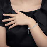 Silver Link Chain Crystal Bracelet Heart Earrings