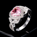 Heart Pink Cubic Zircon Multicolor Ring Women's Jewelry