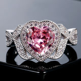Heart Pink Cubic Zircon Multicolor Ring Women's Jewelry