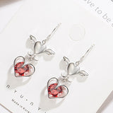 Red Zircon Heart-Shaped Silver Earrings - Sterling Silver Jewelry