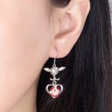 Red Zircon Heart-Shaped Silver Earrings - Sterling Silver Jewelry