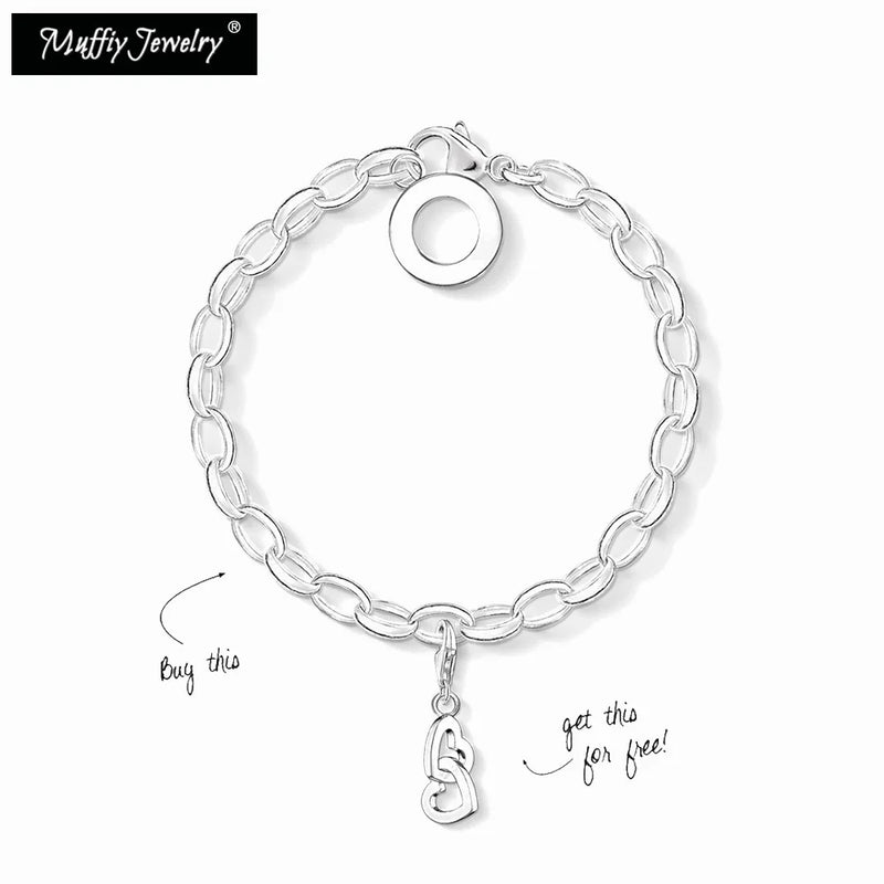 Charm Silver Link Chain Bracelet,Europe Style,Glam Jewelry
