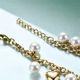Pearl Beads Bracelet Cross Heart Pendant Pulseras For Women