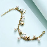 Pearl Beads Bracelet Cross Heart Pendant Pulseras For Women