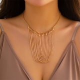 Snake Bone Chain Tassel Necklace High-end U-shaped Geometric Metal Jewelry