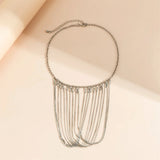 Snake Bone Chain Tassel Necklace High-end U-shaped Geometric Metal Jewelry