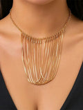 Snake Bone Chain Tassel Necklace High-end U-shaped Geometric Metal Jewelry
