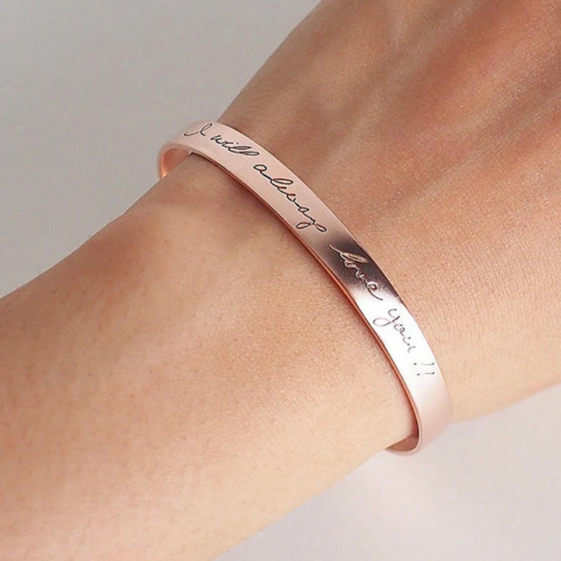 Personalized Stainless Steel Charm Bangles for Couples