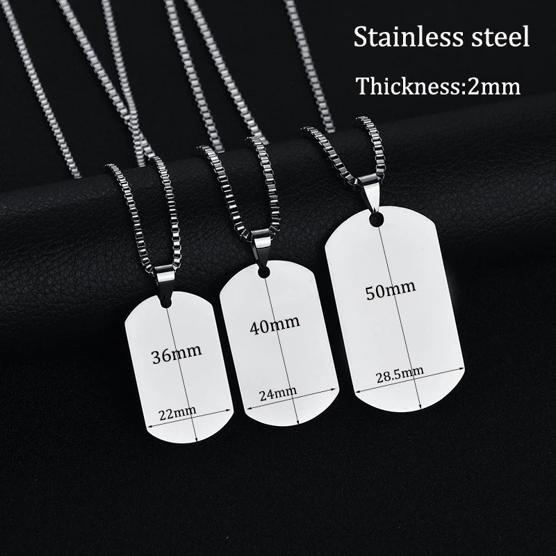 Stainless Steel Engrave Pet Name Photo Pendant Necklace