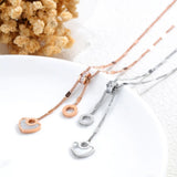 Stainless Steel Heart CZ Pendant Necklace Rose Gold/Steel Women Girls Jewelry