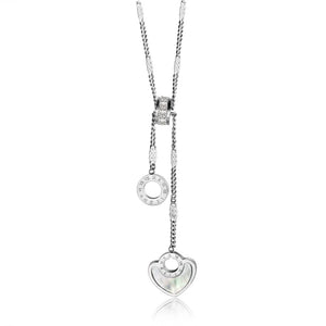 Stainless Steel Heart CZ Pendant Necklace Rose Gold/Steel Women Girls Jewelry