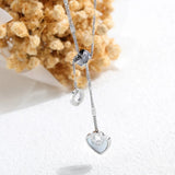 Stainless Steel Heart CZ Pendant Necklace Rose Gold/Steel Women Girls Jewelry