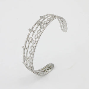 Golden Stainless Steel Leaves Bangle Bracelet - Minimalist 18K Cuff Jewelry