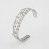 Golden Stainless Steel Leaves Bangle Bracelet - Minimalist 18K Cuff Jewelry