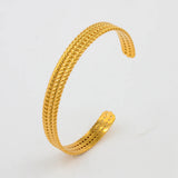 Golden Stainless Steel Leaves Bangle Bracelet - Minimalist 18K Cuff Jewelry