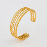 Golden Stainless Steel Leaves Bangle Bracelet - Minimalist 18K Cuff Jewelry
