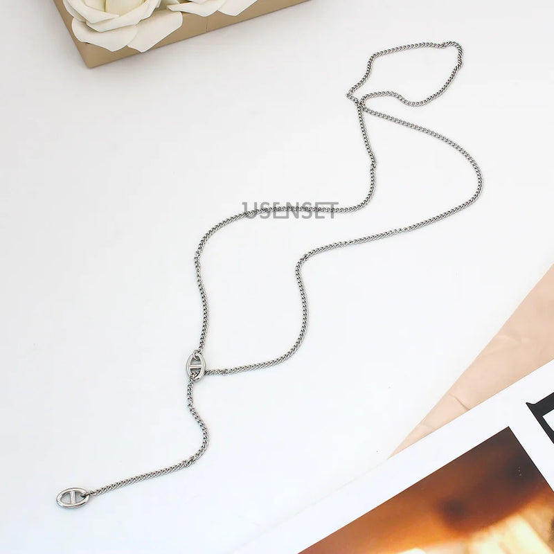 Pig Nose Pendant Necklace Coffee Bean Chain Hip Hop Style Women's Jewelry