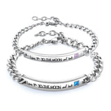 Stainless Steel Blue/Clear CZ Bracelet Bangle Chain Jewelry Gift