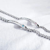 Stainless Steel Blue/Clear CZ Bracelet Bangle Chain Jewelry Gift