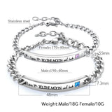 Stainless Steel Blue/Clear CZ Bracelet Bangle Chain Jewelry Gift