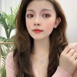 Lab Diamond Pendant Filled Wedding Necklace