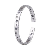 Charm Star Smiling Face Cuff Bangle Tibetan Silver Open Bracelet