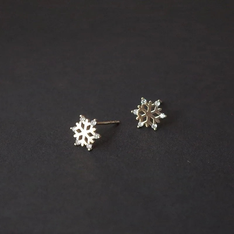 925 Silver Snow Star Stud Earrings for Women
