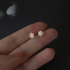 925 Silver Snow Star Stud Earrings for Women