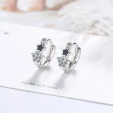 925 Silver Enamel Hoop Earrings with Clear CZ Stones
