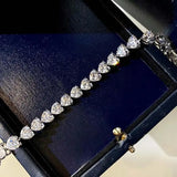 Heart CZ Tennis Bracelet Silver Jewelry Gift