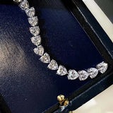 Heart CZ Tennis Bracelet Silver Jewelry Gift