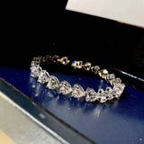 Heart CZ Tennis Bracelet Silver Jewelry Gift